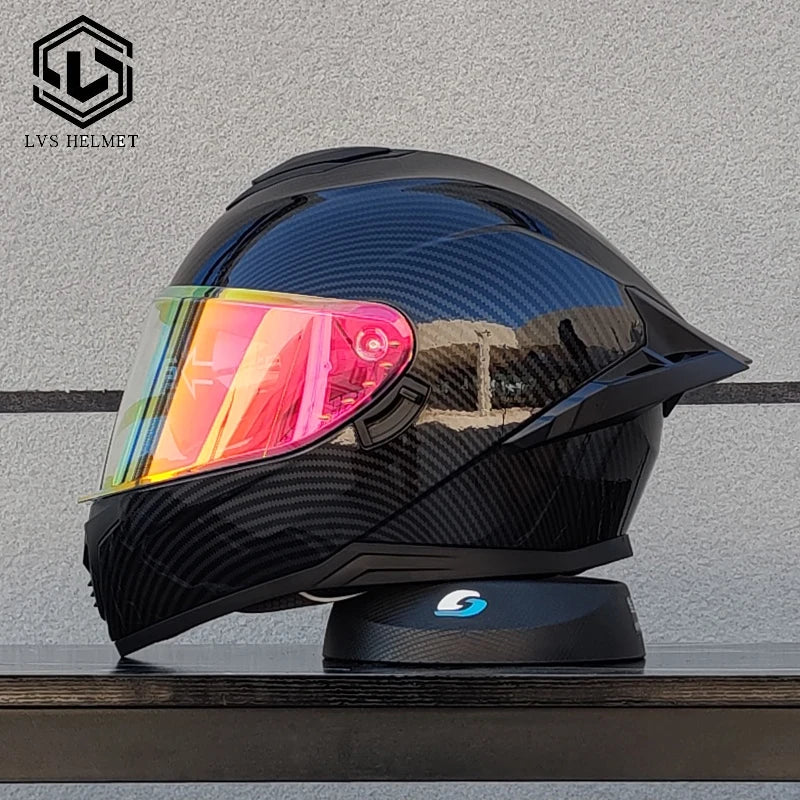 LVS high-quality adult motorcycle helmet with double lenses and full coverage track helmet, personalized large tail wing DOT