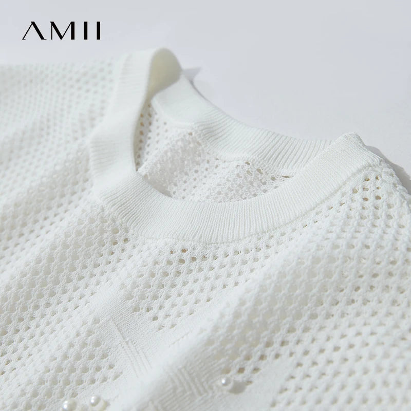 អាវក្រៅនារី Amii រចនាបថសមុទ្រថ្មី រចនាបថសាមញ្ញ ដេរអង្កាំ ចោះរន្ធ កអាវរាងអក្សរ O លេខ 12552075