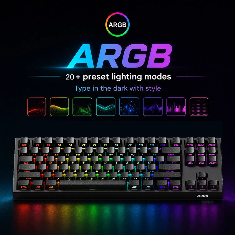 Akko 5087 V5 TMR Magnetic Keyboard 88 Keys TKL Layout ARGB Hot-swappable Full Range RT 0.005mm Dual-8K Tri-mode Gaming Keyboard