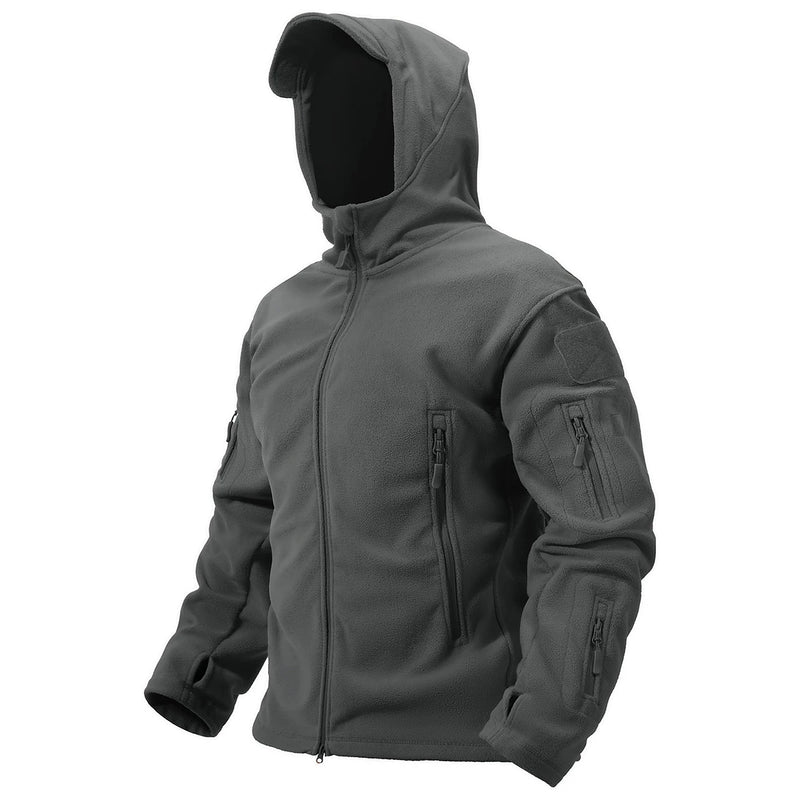TACVASEN Men's Hoodie Fleece Jacket Fall Winter Warm Full-Zip Outdoor Hiking Working Camping Coat with Multiple Zippered Pockets