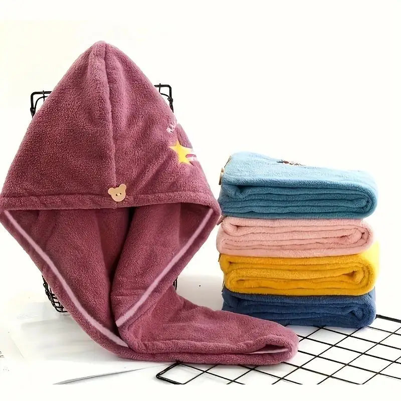 Quick-drying microfiber hair towel & shower cap headscarf, super absorbent unisex, soft polyester nylon.