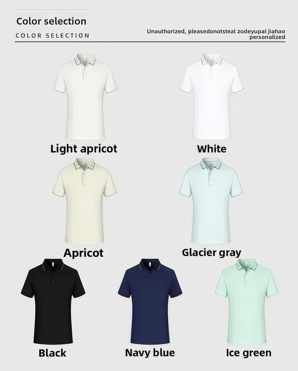 Ice Silk Polo Shirt Short Sleeve Turn-down Collar Traceless Breathable Workwear T-shirt Team Clothing Custom Logo Pattern