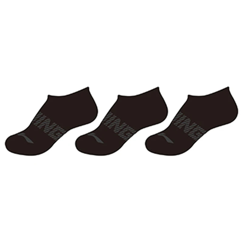 ស្រោមជើង Li-Ning Unisex 3គូ ទំហំ 22-28សង់ទីម៉ែត្រ អក្សរអក្សរ ស្រោមជើង LiNing បុរស ស្ត្រី មានផាសុកភាព និងអាចដកដង្ហើមបាន AWTV043
