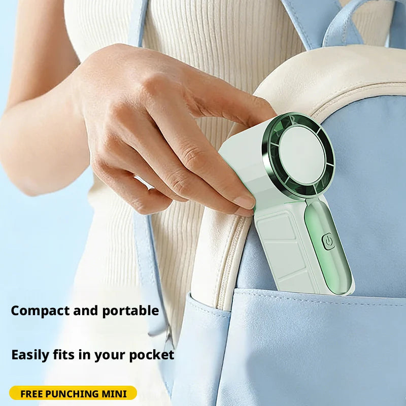 SEAMETAL Mini Portable Cooling Handheld Fan Rechargeable 5 Speed Adjustable Air Cooling Turbo Fan for Car Home Indoor Outdoor