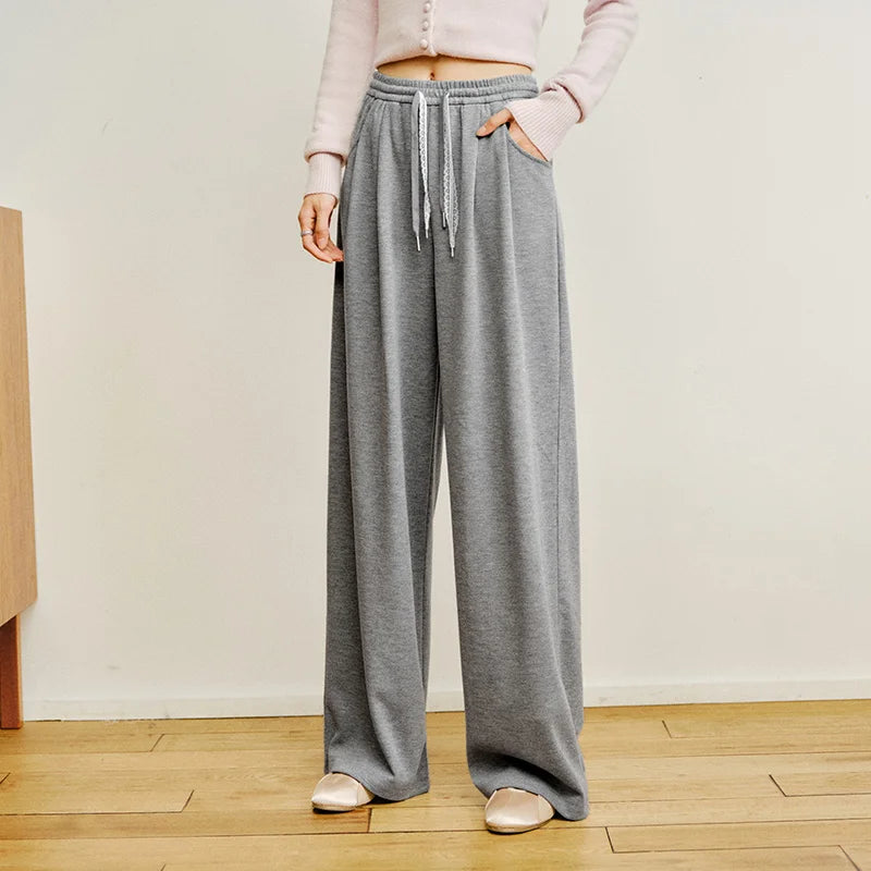 Semir Loose Pants Women 2026 Spring Pleated Elastic Waist Pants Loose Wide Leg Casual Trousers