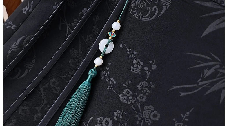 2026 Spring Women's Black Skirt, Chinese-Style High-Waisted Fashion A-Line Skirts, Jacquard Fabric, Asian Sizes.