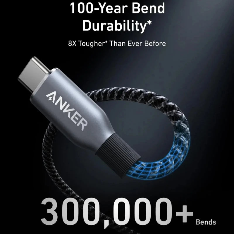 ខ្សែសាកទិន្នន័យ ANKER Prime 240W Dual Type C ប្រវែង 3 ហ្វីត ផលិតពីនីឡុងស្រោប រឹងមាំ 100 ឆ្នាំ