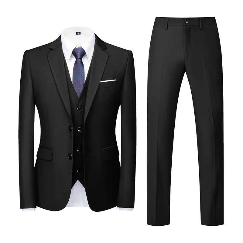 2026 Men's Grass Green Suit Three-Piece, Wedding,Party,Business,Interview Menswear,Red,Black,Blue,Purple,Yellow Asian Size Sets
