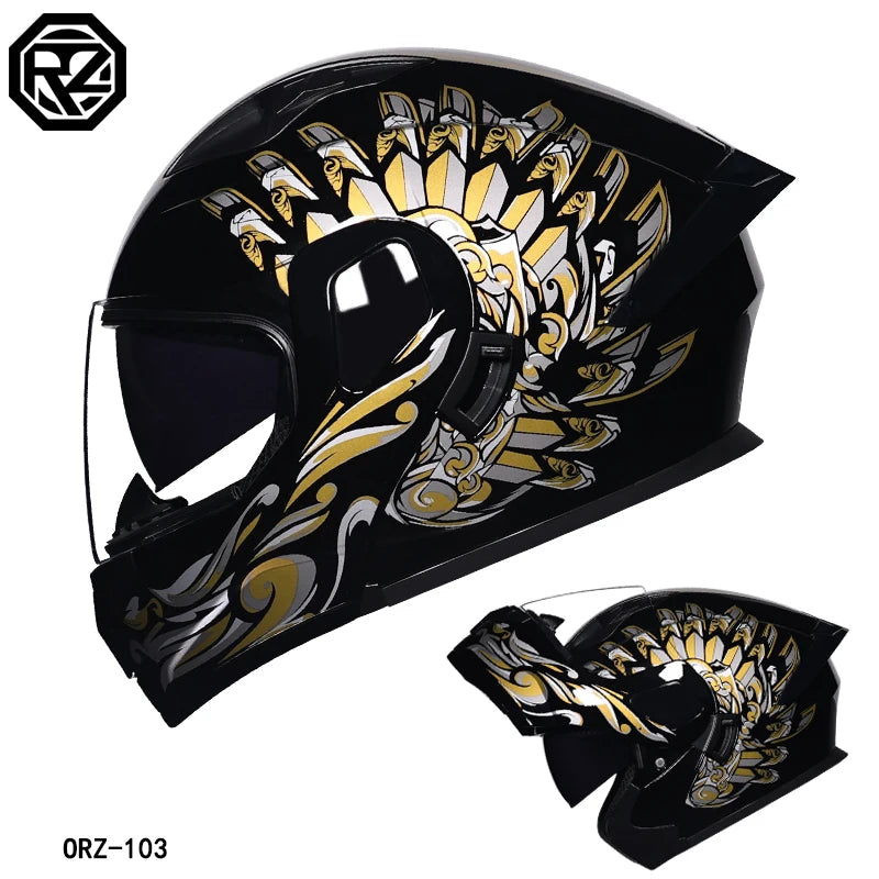 2023 New Arrival Men Motorcycle Professional Racing Flip Up Helmet ABS Material Modular Dual Lens Helmets DOT Certification