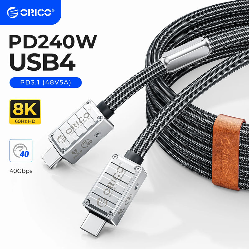 ORICO 40Gbps USB4 C to C Cable, 240W Fast Charging, Thunderbolt 3/8K 60Hz, for Laptop/Tablet/Samsung