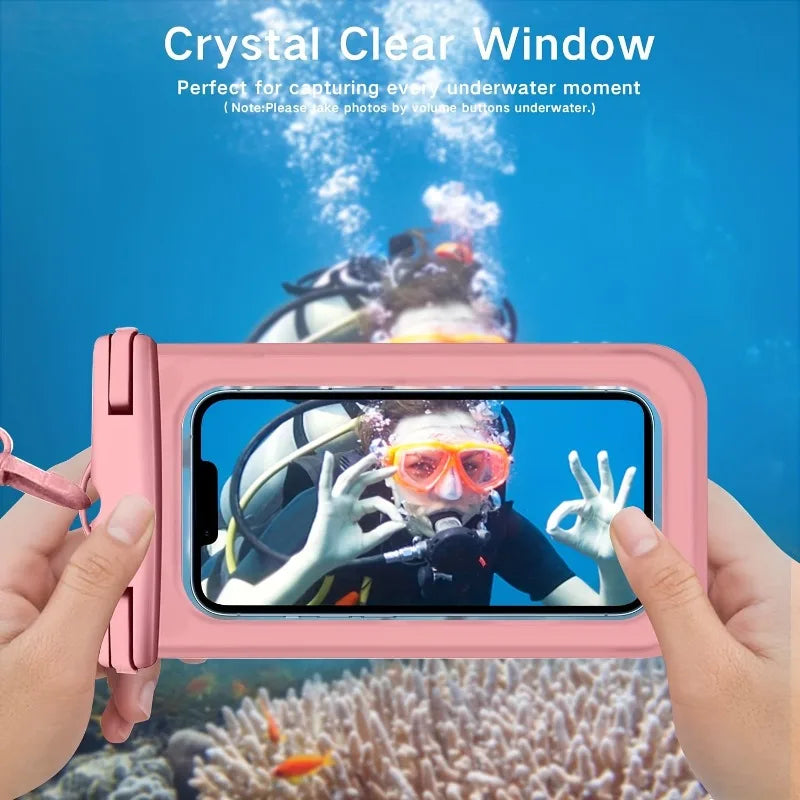 1pc Extra-Large Waterproof Phone Pouch Touch Screen Compatible Floating Dry Bag for Swimming,Snorkeling,Take Photos Underwater