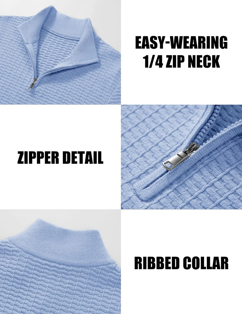 TACVASEN Men's Winter Quarter Zip Knitted Sweater Soft Pill proof Long Sleeve Sweaters Winter And Autumn Warm Pullover Sweaters