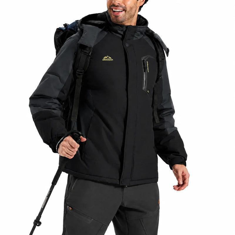 TACVASEN Men's Winter Parka Ski Jackets Waterproof Fleece Lined Snow Coats Padded Daily Hiking Outdoor Thermal Hooded Jackets