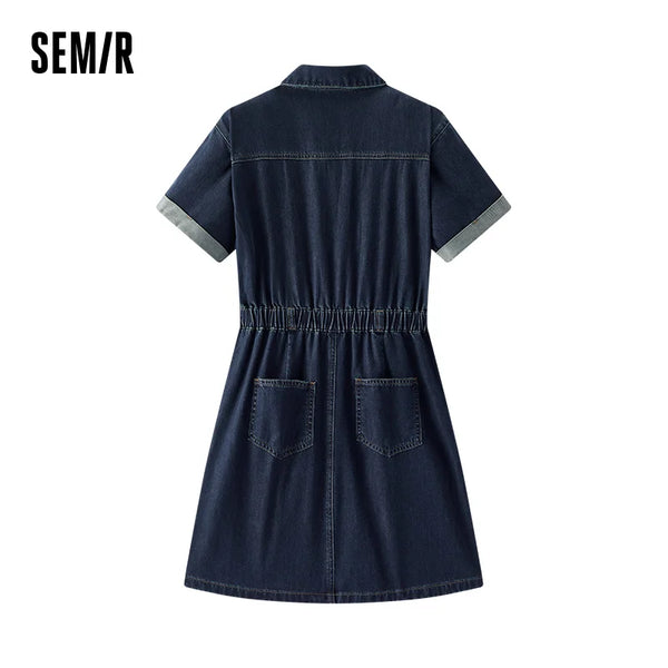 រ៉ូប ស្ត្រី Semir Denim កាត់ ចង្កេះ ចង្កេះ Cargo Style Slim Vintage Mini 2026 ម៉ូដ ទាន់សម័យ ស្លៀក ប្រចាំថ្ងៃ ធម្មតា