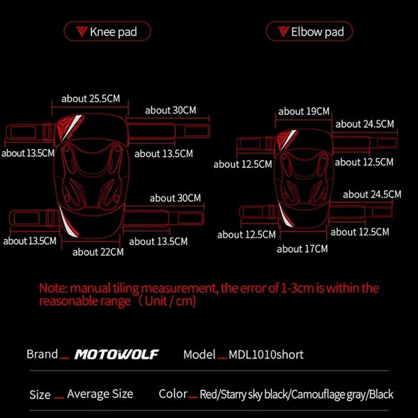 ឈុតការពារកែងដៃម៉ូតូ Four Seasons Motowolf ឈុតការពារជង្គង់ម៉ូតូ ការពារសុវត្ថិភាពពេលប្រណាំង ប្រឆាំងនឹងការធ្លាក់