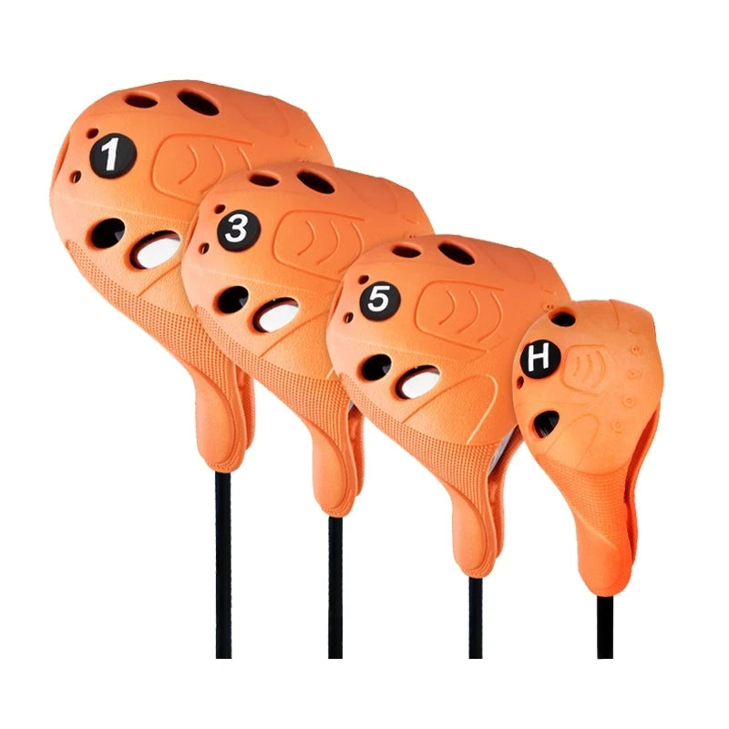 Golf Club Head Cover 4 Pcs/set 1/3/5/UT Full Set of Wood Poles Waterproof High-elastic Material Easy To Use Save Space GT025