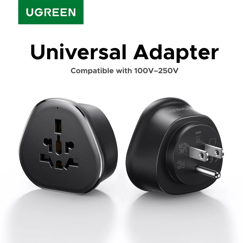 UGREEN Universal Travel Adapter Multi-Country Power Adaptor US Plug Converter Compatible with EU US UK KR RU Outlets