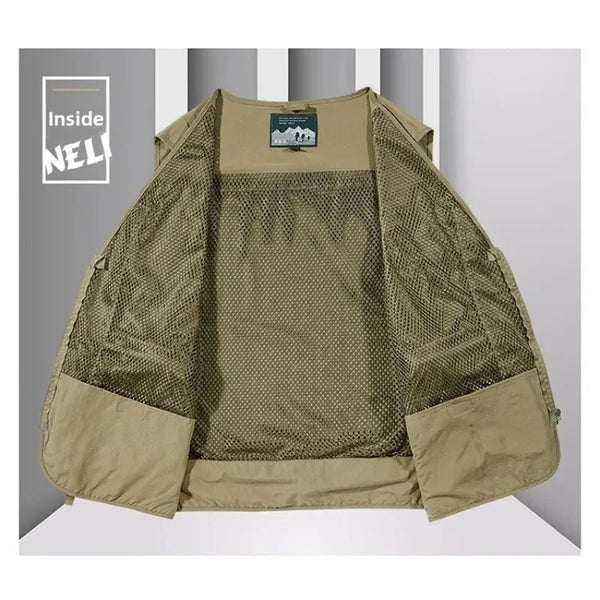 2026 Spring and Autumn's New mesh quick-drying vest for men's casual outdoor multi-bag fishing and photography workwear