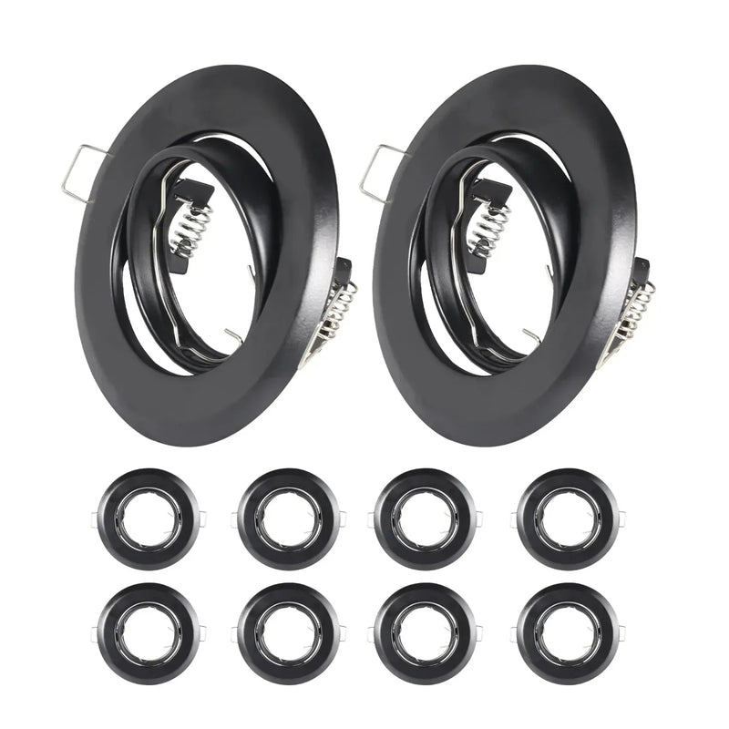 1/10PCS Black Round Metal LED Recessed Ceiling Light Frame Adjustable Downlight for GU10 MR16 Fitting Mounted Spotlights Fixture