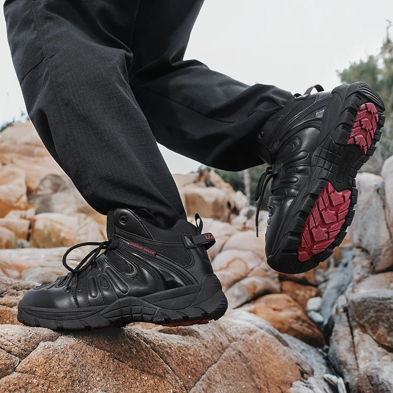 Men's Hiking Boots Four Seasons Anti-Slip Wear-Resistant Shock-Absorbing Breathable Cross-Country Training Boots Casual Walking