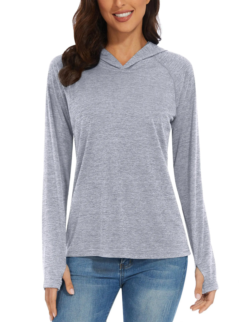 TACVASEN UPF50+ Breathable Long Sleeve Hoodie T-shirts Womens Sun/UV Protection Casual Hooded T shirts Outdoor Sports Pullover