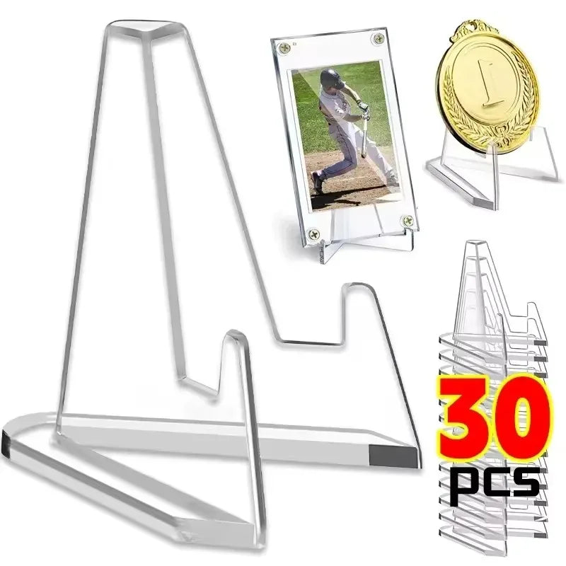 1-30PCS Clear Acrylic Coin Display Stand Holders Small Easel Rack for Trading Cards Kpop Idol Card Organizer Support