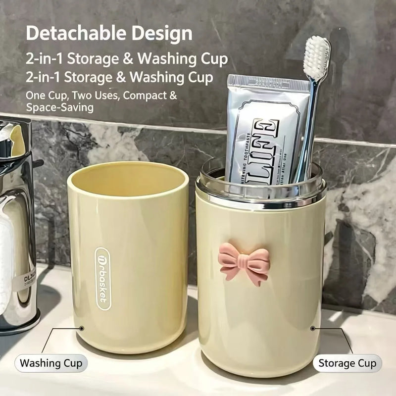 Portable Dental Toiletry Travel Cup Set - Household Dental Jar Toothbrush Storage Box - Medical Dental Appliance Organizer