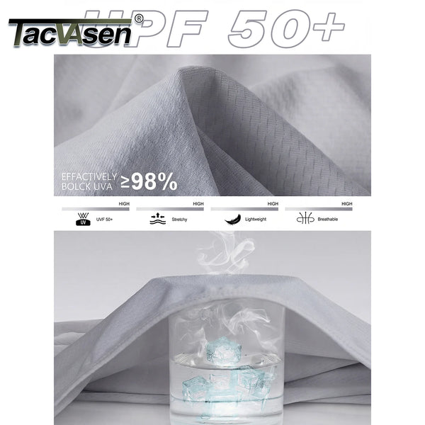 TACVASEN Men's Full Zip UPF 50+ Hooded Jacket Lightweight Sun Protection Fishing Hiking Shirt 4 Pockets Thumbholes Breathable