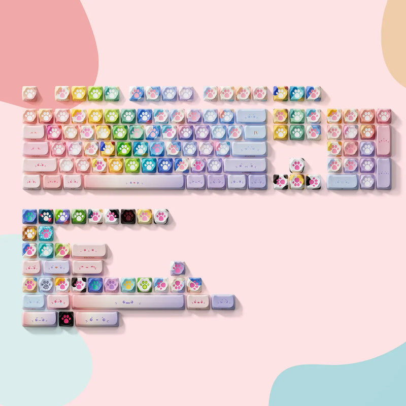 Akko Original Cute Theme MOG/MOA/MAO Profile PBT Keycap Set 5-side Dye-sub ANSI/ISO Layout Girl Keycaps Gift Round Bun Mushroom