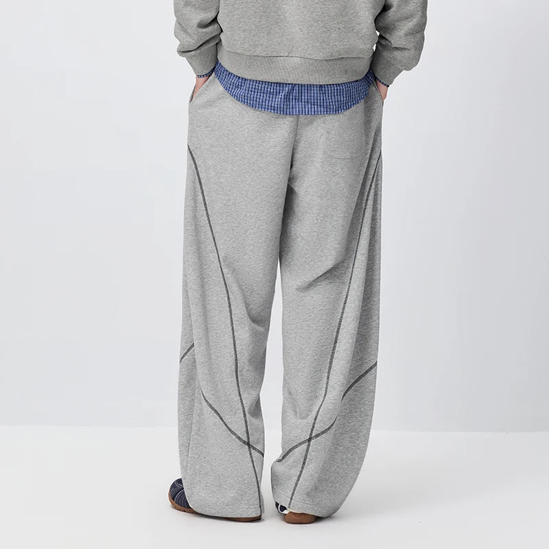 Semir Men Pants Contrast Curved Barrel Leg Loose Straight Sweatpants Sport Casual Style Autumn Trousers Daily Wear 2026