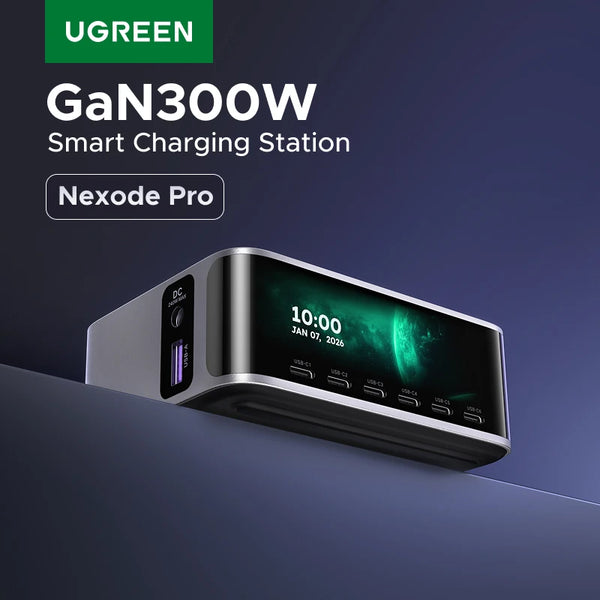 UGREEN 300W GaN Charger With Smart Display AVS PD 3.1 7 IN 1 Desktop Charging Station For MacBook Pro Laptop iPhone Samsung iPad
