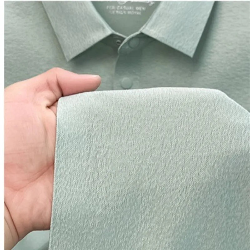 Men's Textured Polo Shirt Short Sleeve – Stretchy Blend, Soft Breathable, Multi-Color, Business Casual Summer Top