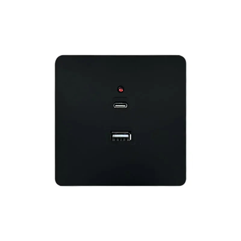 Black Universal Wall USB C Socket, 10W Type-c 2port USB Plug Adapter Outlet, Wall-mounted Eu 220V Electrical Power Socket