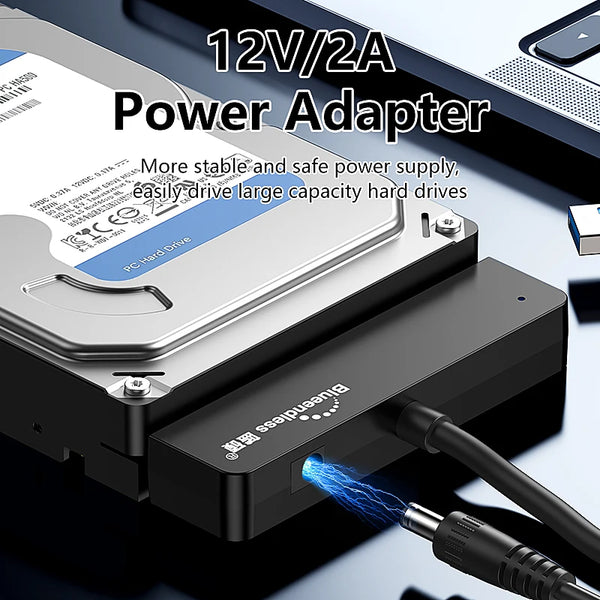 អាដាប់ទ័រ USB 3.0 ទៅ SATA III របស់ Blueendless សម្រាប់ឧបករណ៍បម្លែង USB-A ប្រភេទ C សម្រាប់ខ្សែផ្ទេរទិន្នន័យដ្រាយវ៍រឹងខាងក្រៅ SSD ទំហំ 2.5 អ៊ីញ 3.5 អ៊ីញ