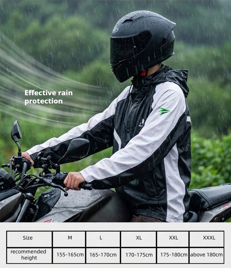 ឈុតភ្លៀងធ្លាក់ម៉ូតូ PVC សម្រាប់ជិះពេញរាងកាយ ឈុតពិសេសសម្រាប់យកតាមខ្លួន សម្រាប់អ្នកជិះម៉ូតូ ការការពារទឹកជ្រាប ប្រើប្រាស់បានយូរ