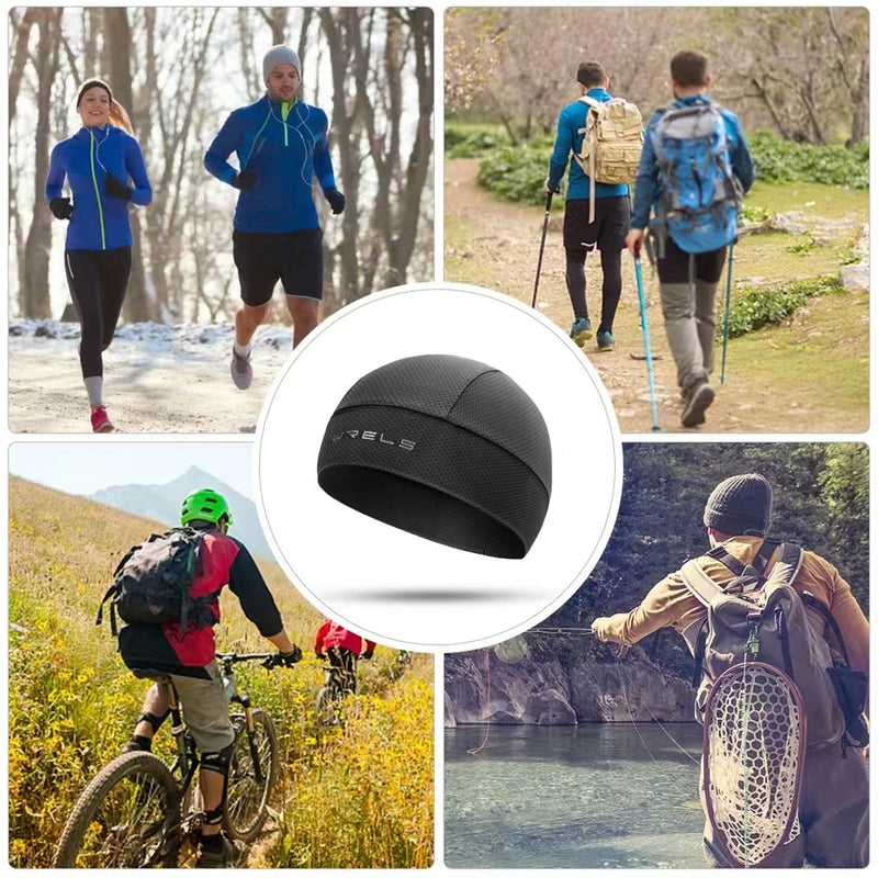 WRELS Motorcycle Cycling Cap Quick Dry Breathable Moisture Wicking Sports Cold Cap Absorbent Breathable Hat Under Helmets Thin
