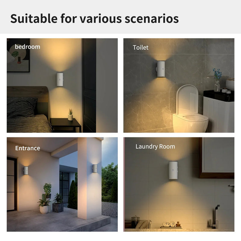 Magnetic LED Motion Sensor Wall Light USB Rechargeable Night Lights Up and Down Lighting for Living Room Bedroom Corridor