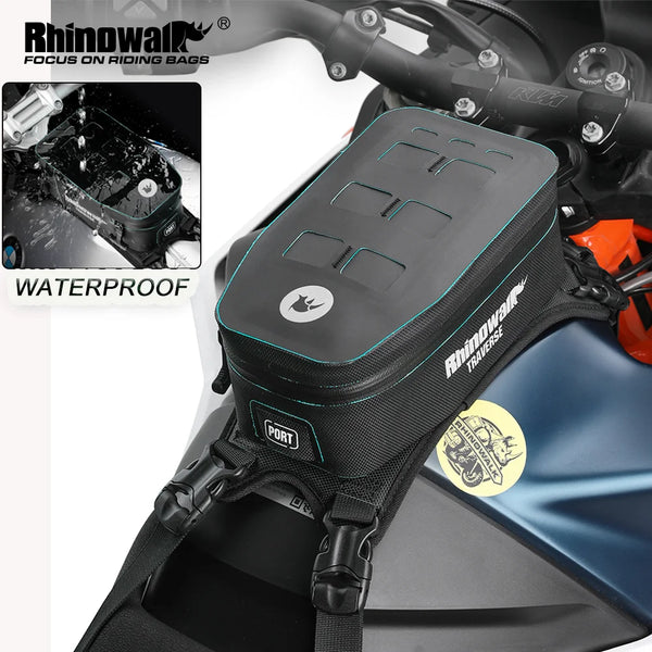 កាបូបដាក់ធុងសាំងម៉ូតូ Rhinowalk ការពារទឹកជ្រាប ភ្ជាប់មកជាមួយប្រព័ន្ធ MOLLE សំណាញ់ហោប៉ៅ កាបូបសម្រាប់ធ្វើដំណើរស្ងួត