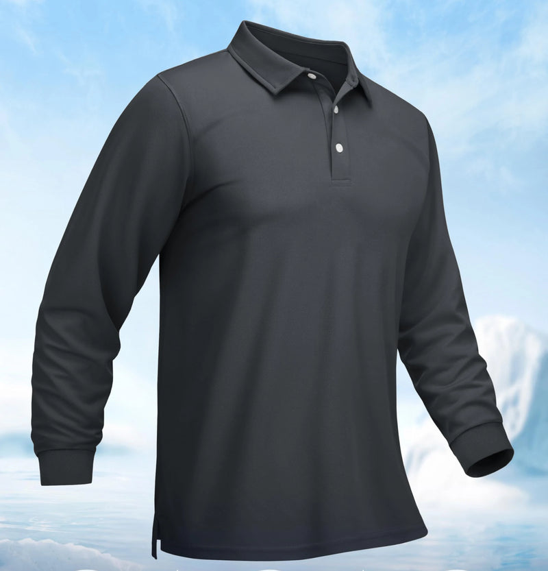 TACVASEN Men Sports Polo Shirts Quick Dry Golf T-shirts Breathable Work Shirts Casual Office Shirts Lightweight Top Long Sleeve