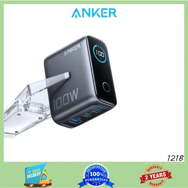 ឆ្នាំងសាក Anker 100W GaN 3-Port PD Fast Charger Smart Digital Display USB-C សម្រាប់ MacBook Pro iPad IPhone Xiaomi Galaxy S24