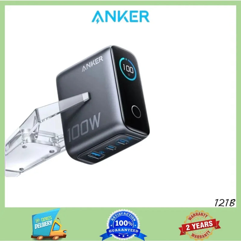 ឆ្នាំងសាក Anker 100W GaN 3-Port PD Fast Charger Smart Digital Display USB-C សម្រាប់ MacBook Pro iPad IPhone Xiaomi Galaxy S24