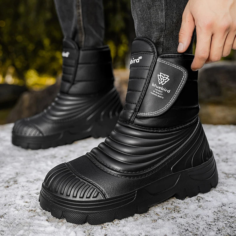 Men's Snow Boots Winter Warm Plush Casual Boots Soft Sole Anti-Slip Plus Size Outdoor Boots Fashion Youth Comfort High-Top Boots