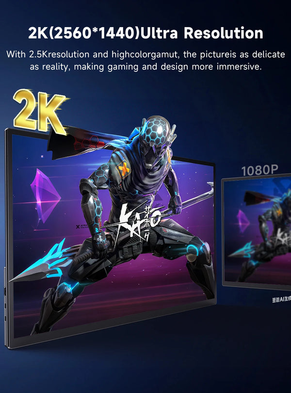 ម៉ូនីទ័រចល័ត UPERFECT ទំហំ 23.8 អ៊ីញ 180Hz 2K អេក្រង់លេងហ្គេម ជាមួយអេក្រង់ VESA IPS HDMI ប្រភេទ C សម្រាប់កុំព្យូទ័រ PS4 PS5 Switch Xbox Steam Decks