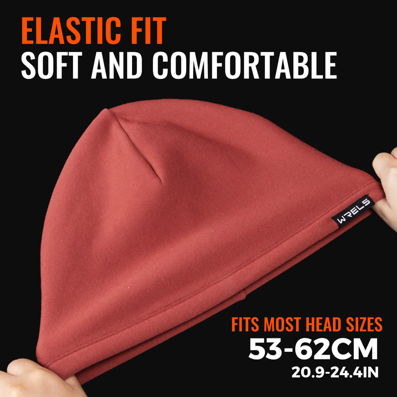 WRELS Skull Cap Fleece Warm Beanie Windproof Elastic Sweat Wicking Helmet Liner Anti Cold Skiing Running Men Women Winter Cap