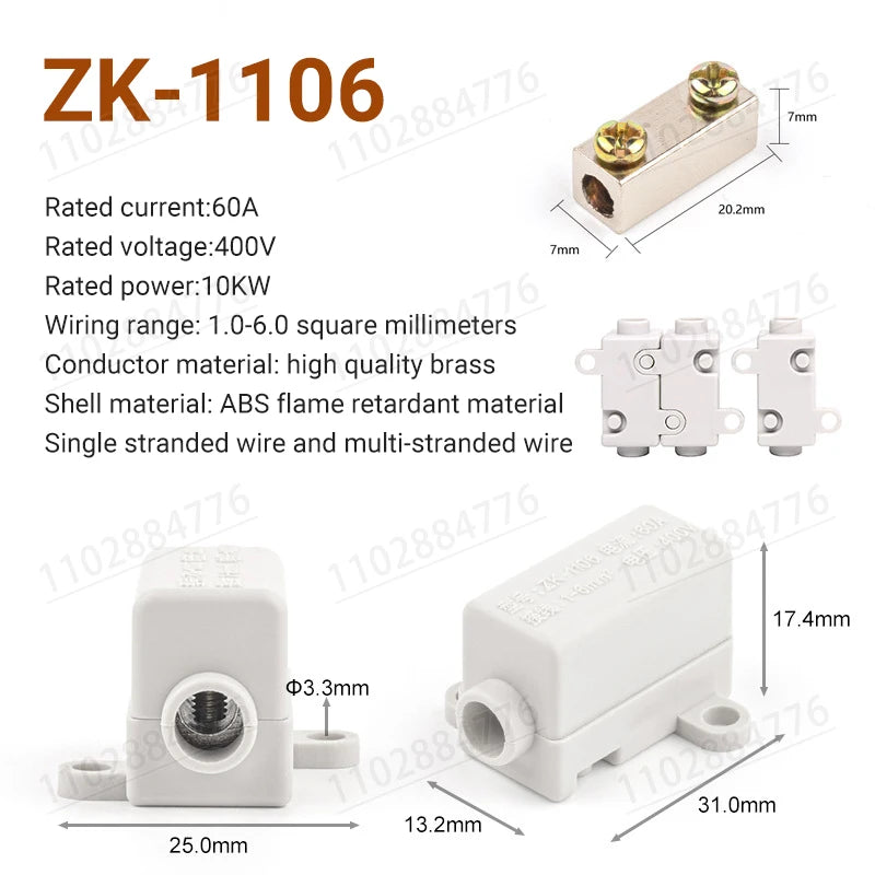 3PCS High Power Splitter Quick Wire Connector Terminal Block Electrical Cable Junction Box ZK-306 ZK-506 ZK-316 ZK516 Connectors