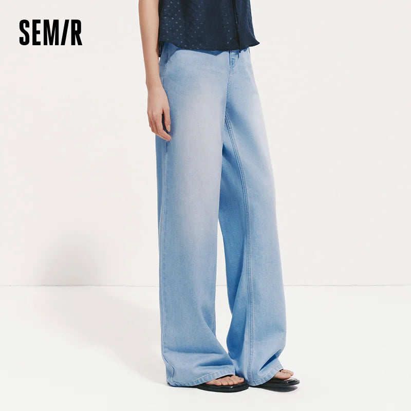 Semir Women Pants Denim Cool Feeling Antibacterial Wide Leg Leg Lengthening Trendy Floor Length 2026 Summer Top