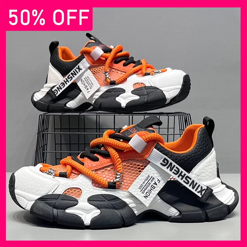 Men Sports Shoes Summer New Soft Sole Rebound Trend Mesh Breathable Versatile Street Running Anti Slip Tennis Shoes for Men