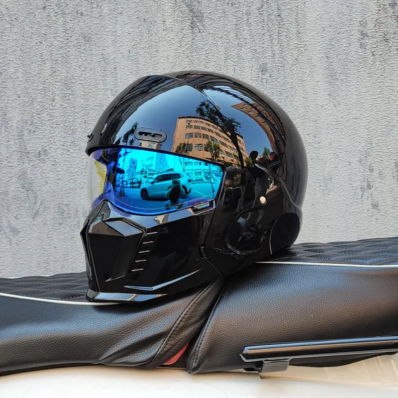 Scorpion Inspired Black Samurai Modular Combination Moto Helmet Full Face Design Men Women Motorbike Safety Protective Gear