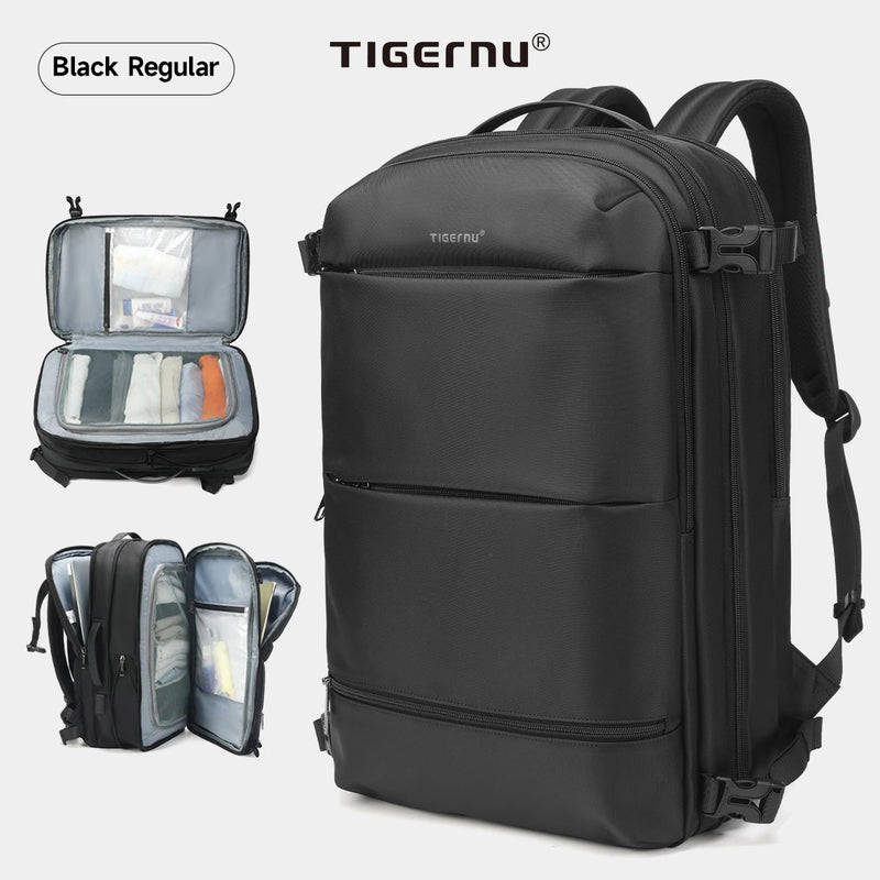 Tigernu Vacuum Compression Backpacks Men Travel Backpack Expandable USB Bag Large Capacity 17 Laptop Bags For School Cabin Bags