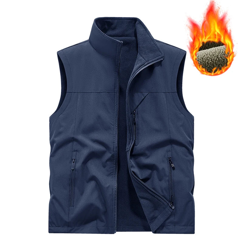 2026 New Autumn Winter Warm thickened fleece double-sided  slim fit vest Men's Vest Jacket  Outerwear Casual Style Daily